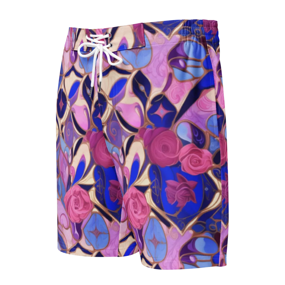 Royal Rose Mosaic on Men's Board Shorts — Front