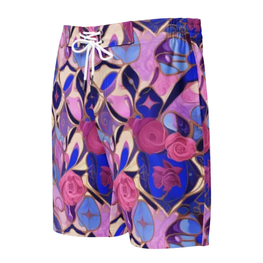 Royal Rose Mosaic on a Men's Board Shorts