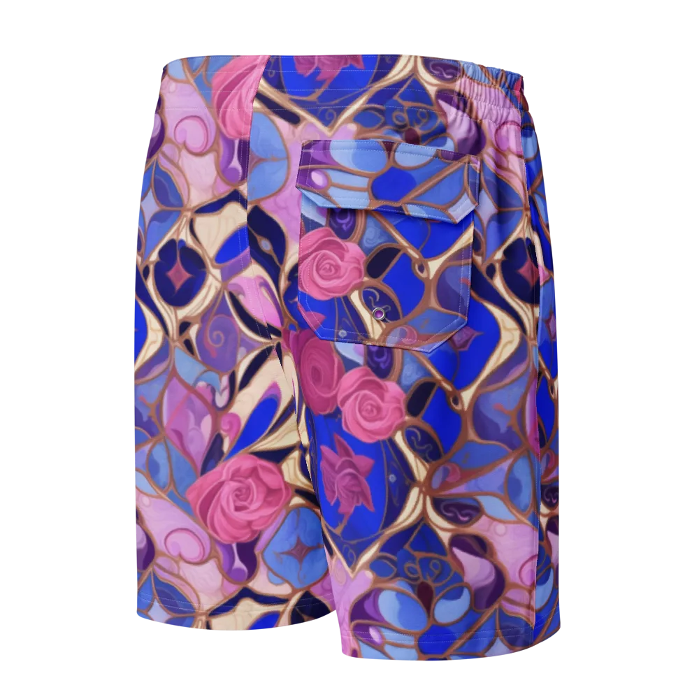 Royal Rose Mosaic on Men's Board Shorts — Back