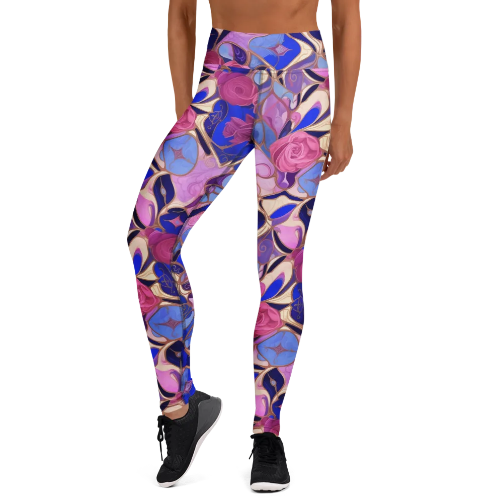 Royal Rose Mosaic on Yoga Leggings — Front