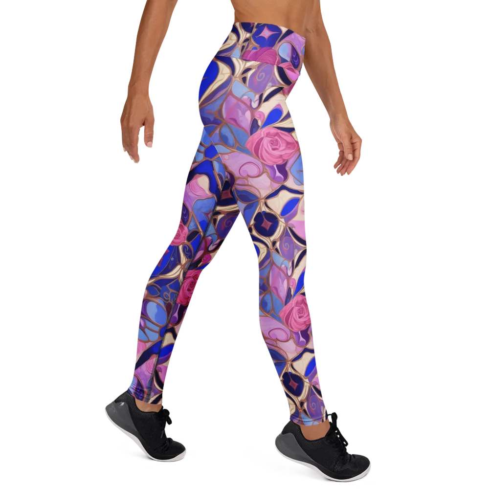 Royal Rose Mosaic on Yoga Leggings — Right