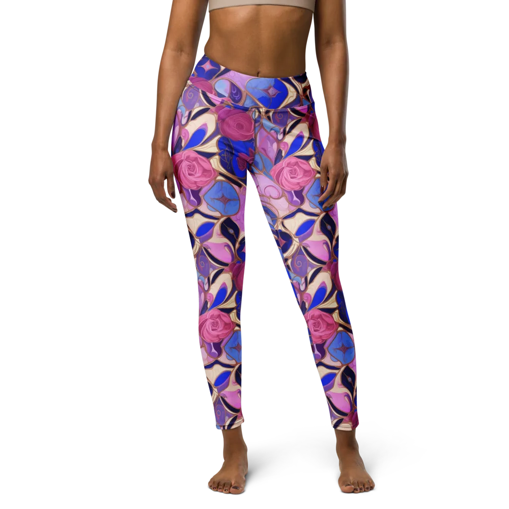 Royal Rose Mosaic on Yoga Leggings — Front
