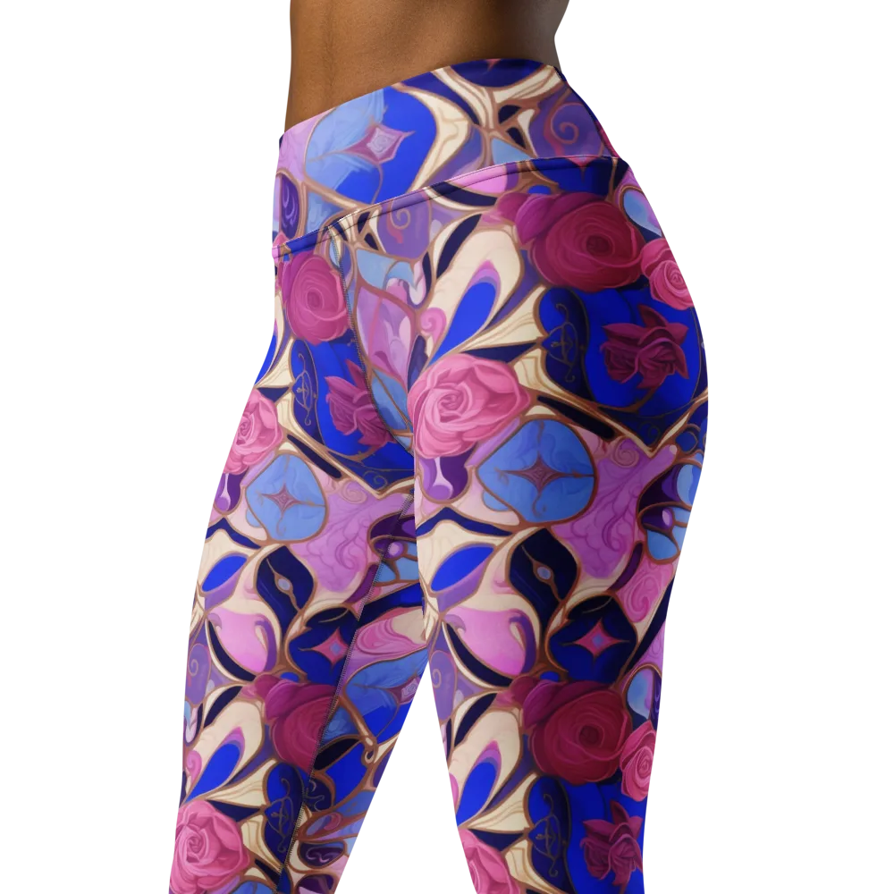 Royal Rose Mosaic on Yoga Leggings — Left Front