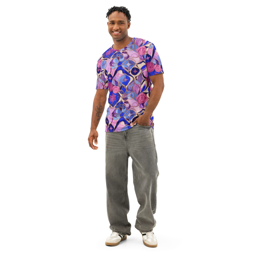 Royal Rose Mosaic on Men's Cotton Crew Neck T-Shirt — Front