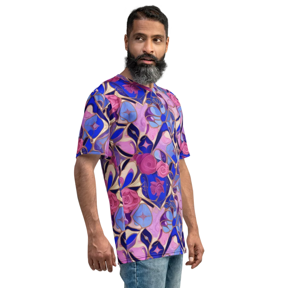 Royal Rose Mosaic on Men's Crew Neck T-Shirt — Right