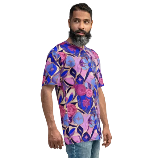 Royal Rose Mosaic on a Men's Crew Neck T-Shirt