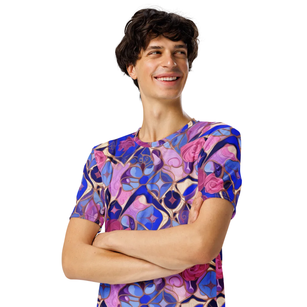 Royal Rose Mosaic on Men's Crew Neck T-Shirt — Left Front