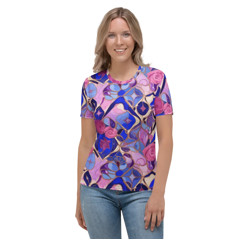 Royal Rose Mosaic on Women's Crew Neck T-Shirt — Front