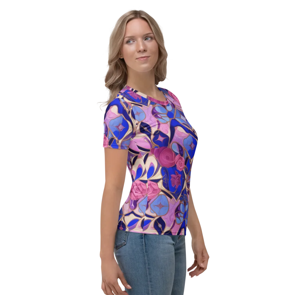 Royal Rose Mosaic on Women's Crew Neck T-Shirt — Right