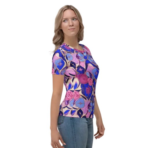 Royal Rose Mosaic on a Women's Crew Neck T-Shirt
