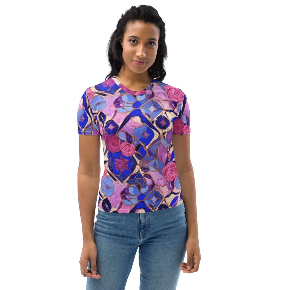 Royal Rose Mosaic on Women's Crew Neck T-Shirt — Front