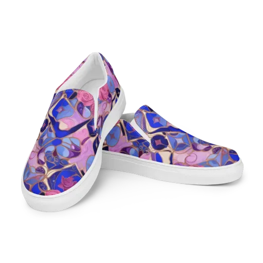 Royal Rose Mosaic on a Men's Slip-On Canvas Shoes