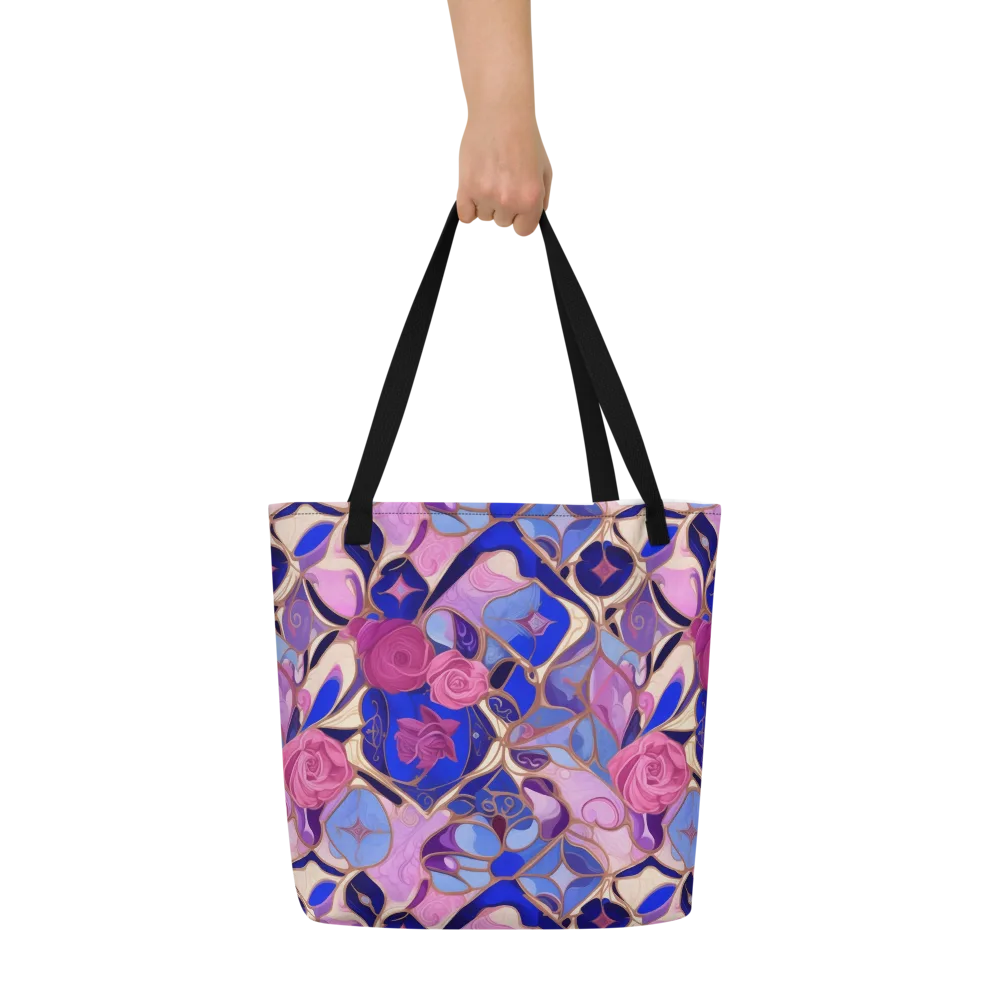 Royal Rose Mosaic on Large Tote Bag W/ Pocket — Front