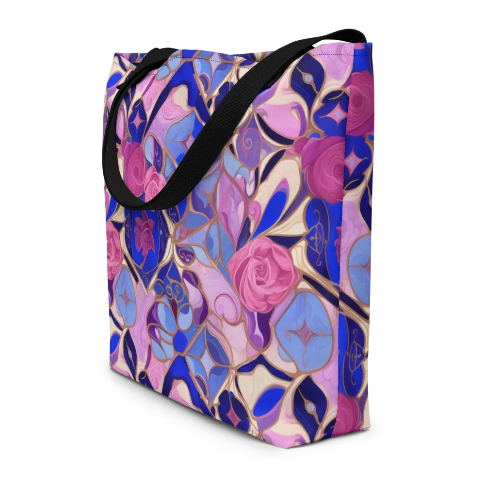 Royal Rose Mosaic on Large Tote Bag W/ Pocket — Front