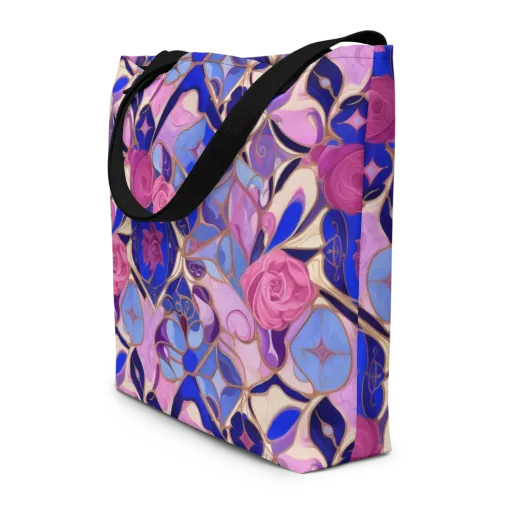Royal Rose Mosaic on a Large Tote Bag W/ Pocket