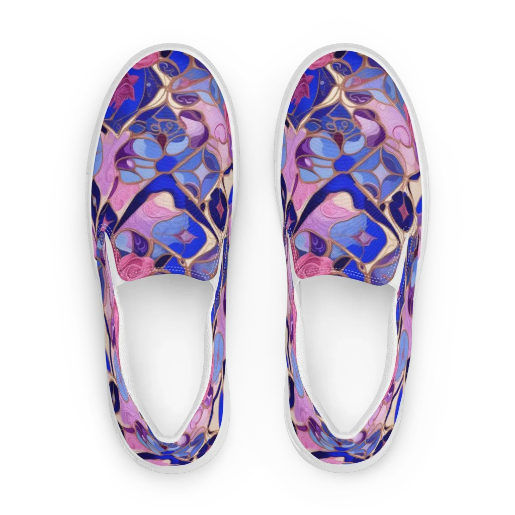 Royal Rose Mosaic on Women's Slip-On Canvas Shoes — Front