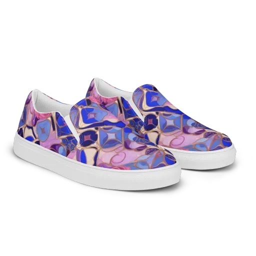 Royal Rose Mosaic on a Women's Slip-On Canvas Shoes