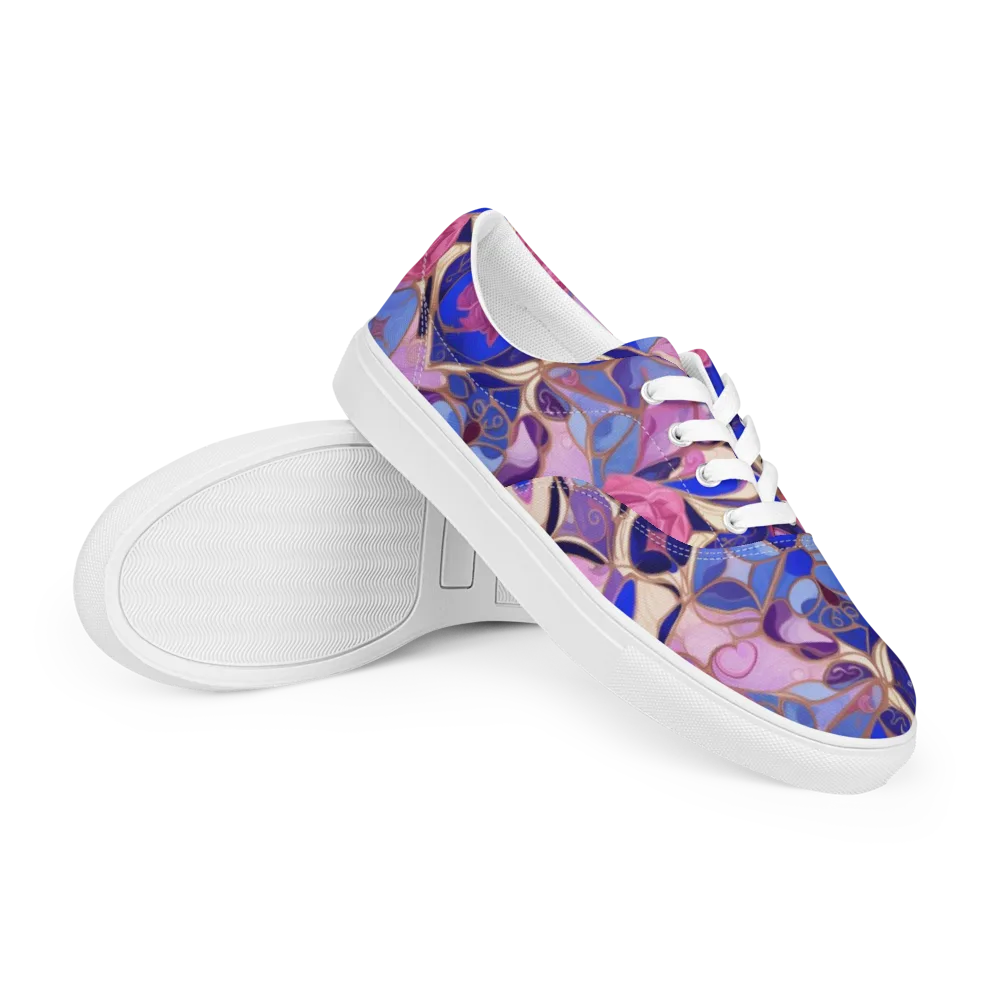 Royal Rose Mosaic on Men's Lace-Up Canvas Shoes — Right Front