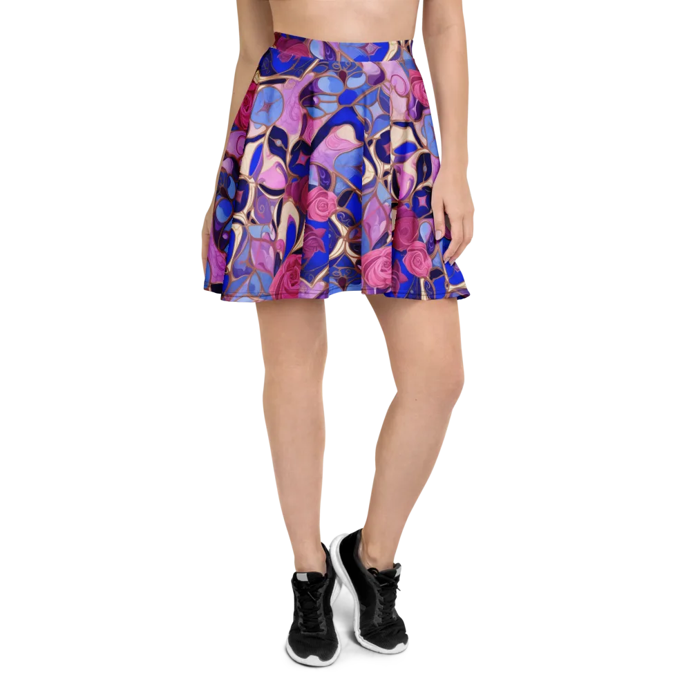 Royal Rose Mosaic on Skater Skirt — Front