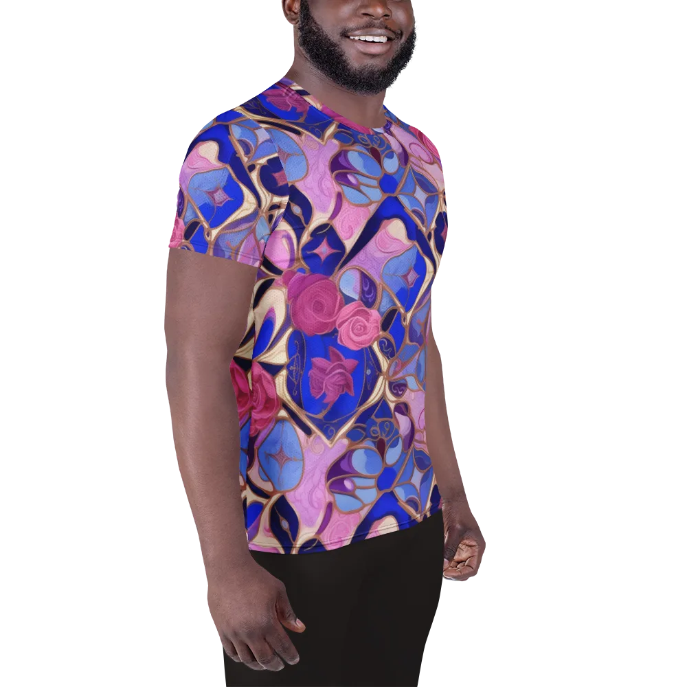 Royal Rose Mosaic on Men's Athletic T-Shirt — Right