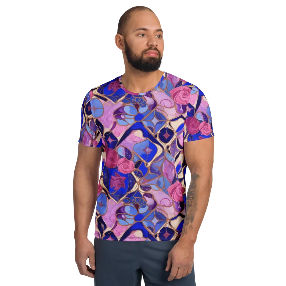 Royal Rose Mosaic on Men's Athletic T-Shirt — Front