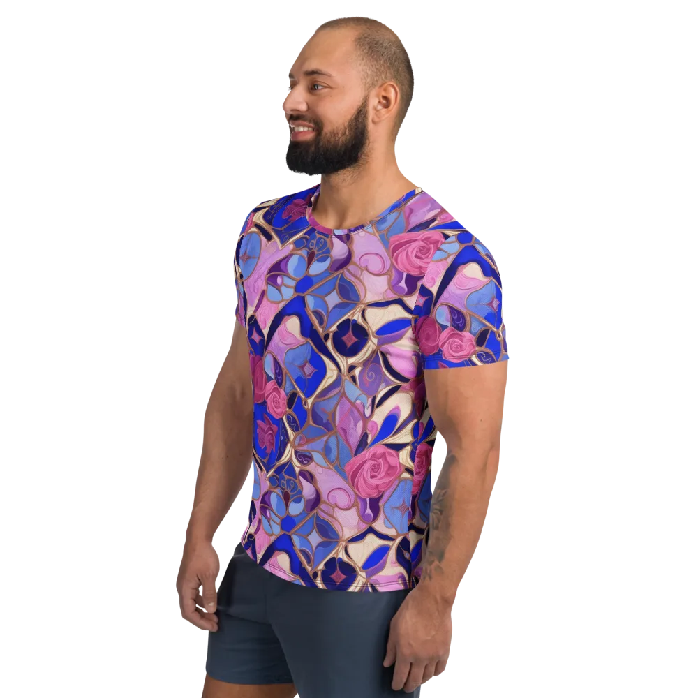 Royal Rose Mosaic on Men's Athletic T-Shirt — Left