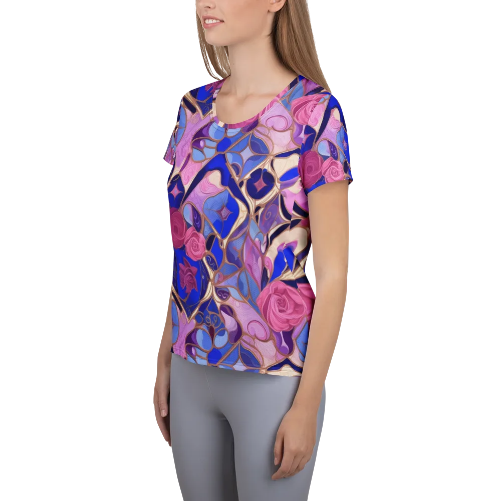 Royal Rose Mosaic on Women's Athletic T-Shirt — Left