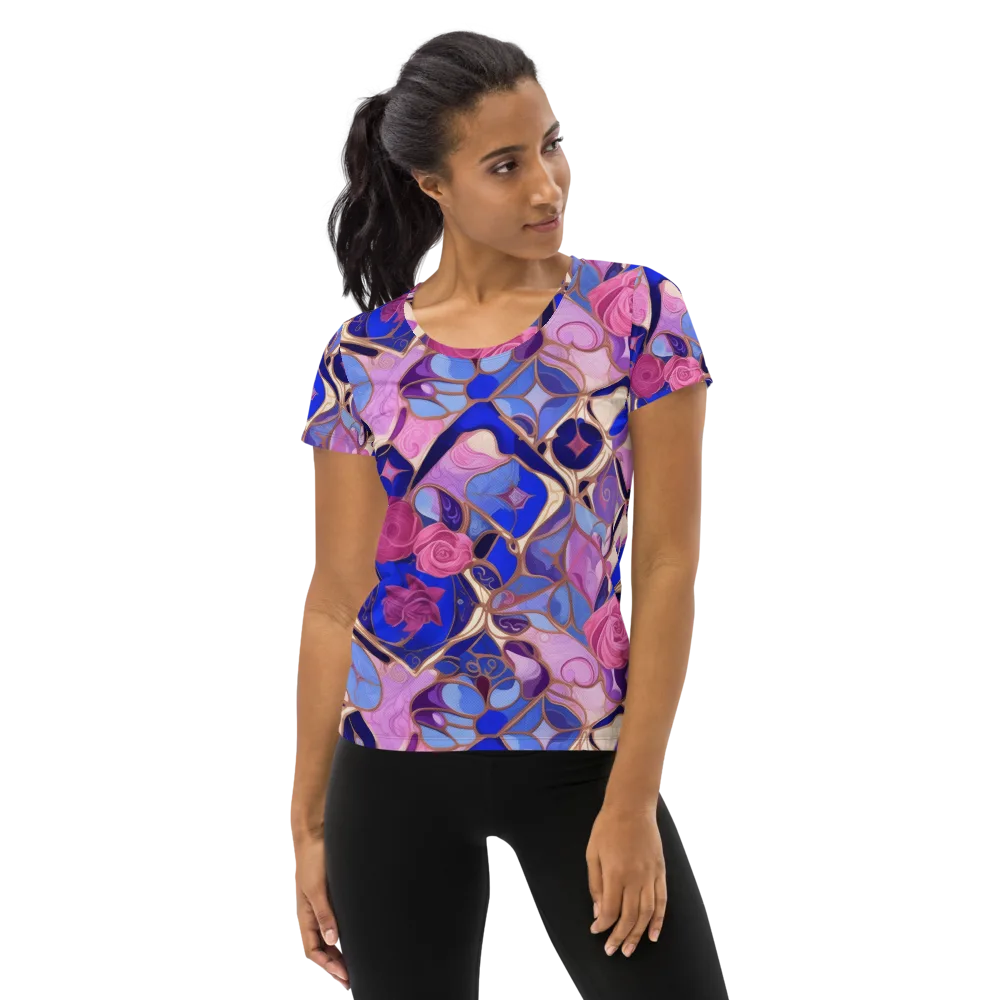 Royal Rose Mosaic on Women's Athletic T-Shirt — Front