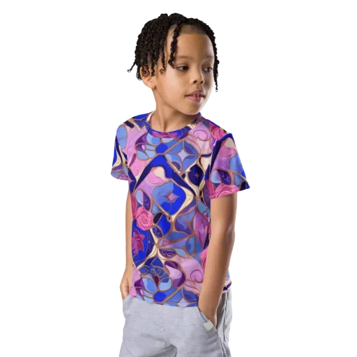 Royal Rose Mosaic on a Kids Crew Neck T-Shirt