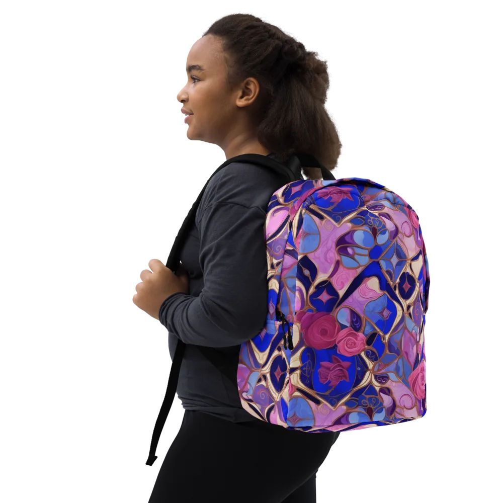Royal Rose Mosaic on Minimalist Backpack — Right Front