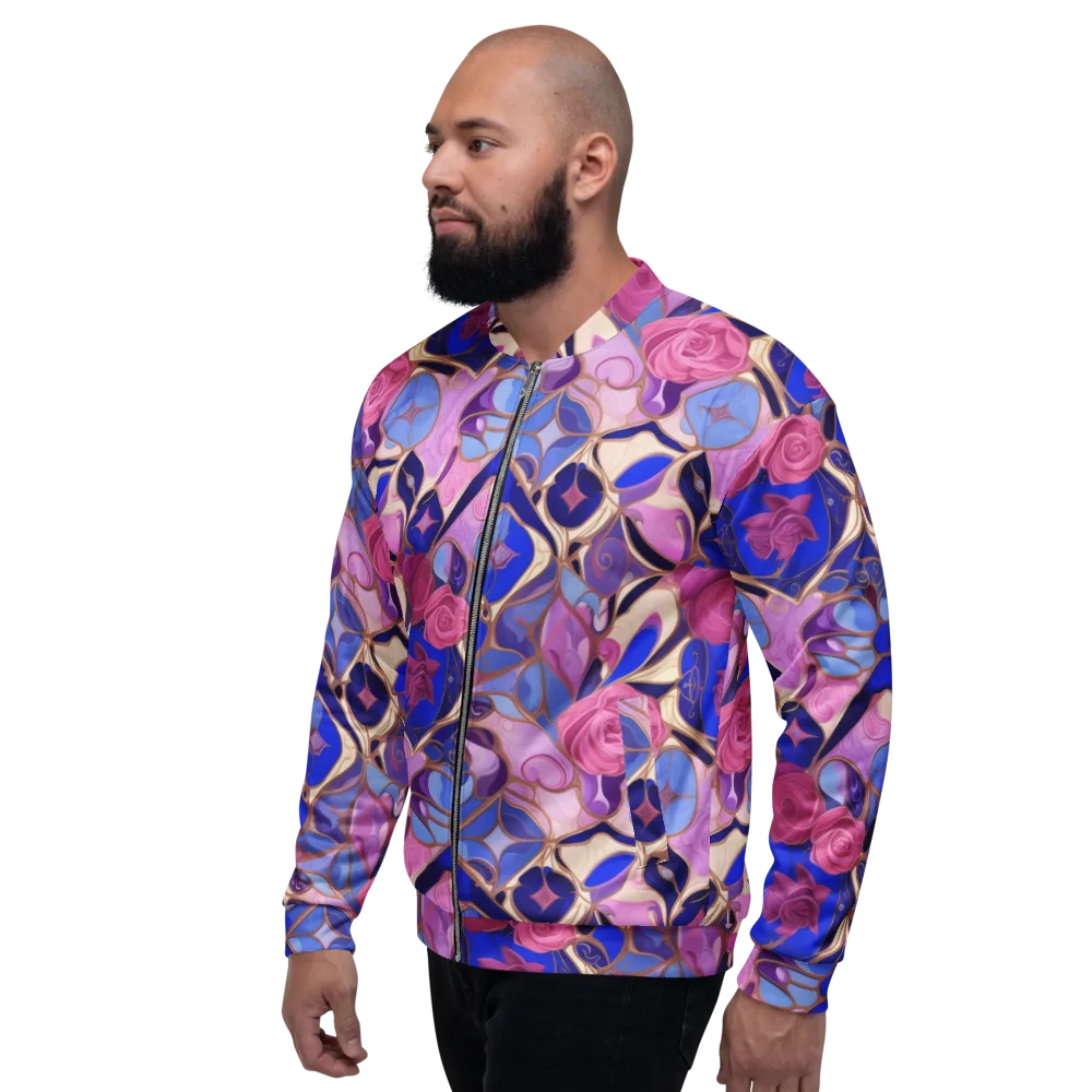 Royal Rose Mosaic on Bomber Jacket — Left