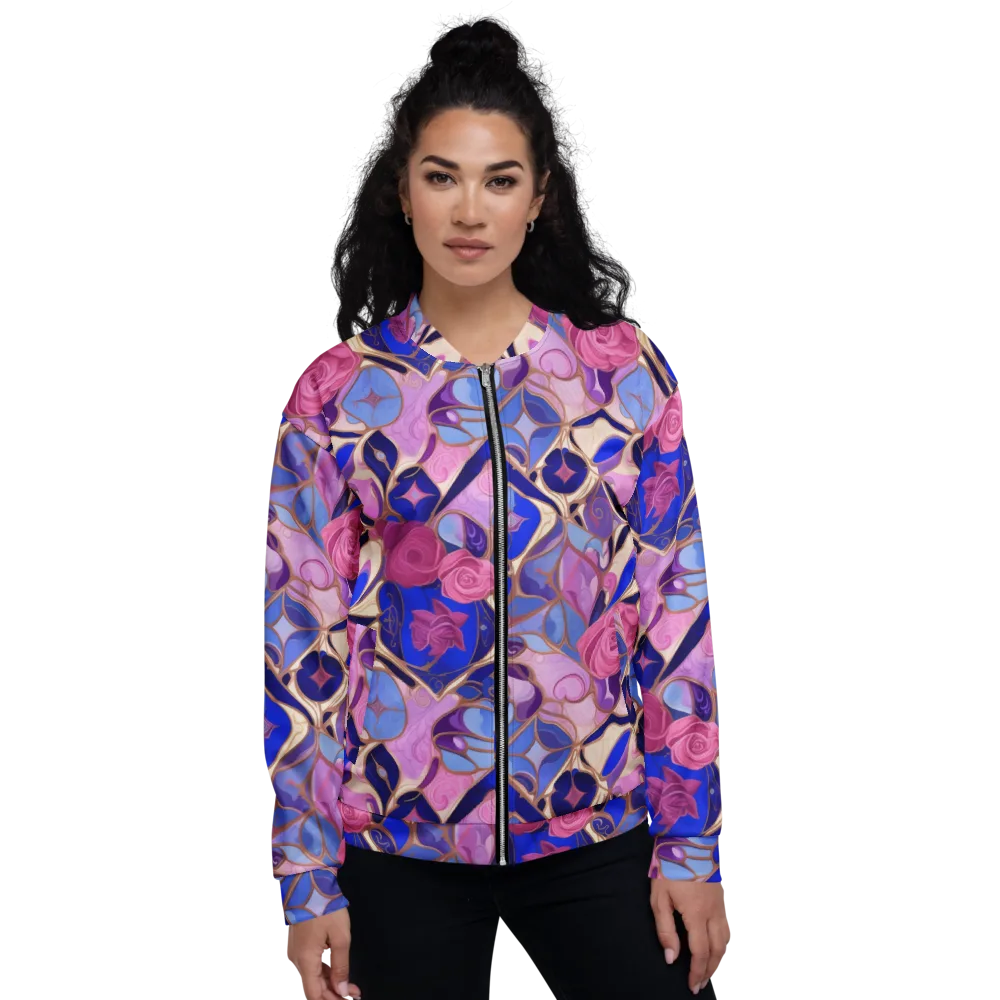 Royal Rose Mosaic on Bomber Jacket — Front