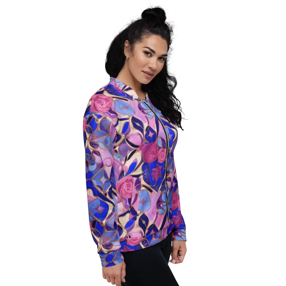 Royal Rose Mosaic on Bomber Jacket — Right