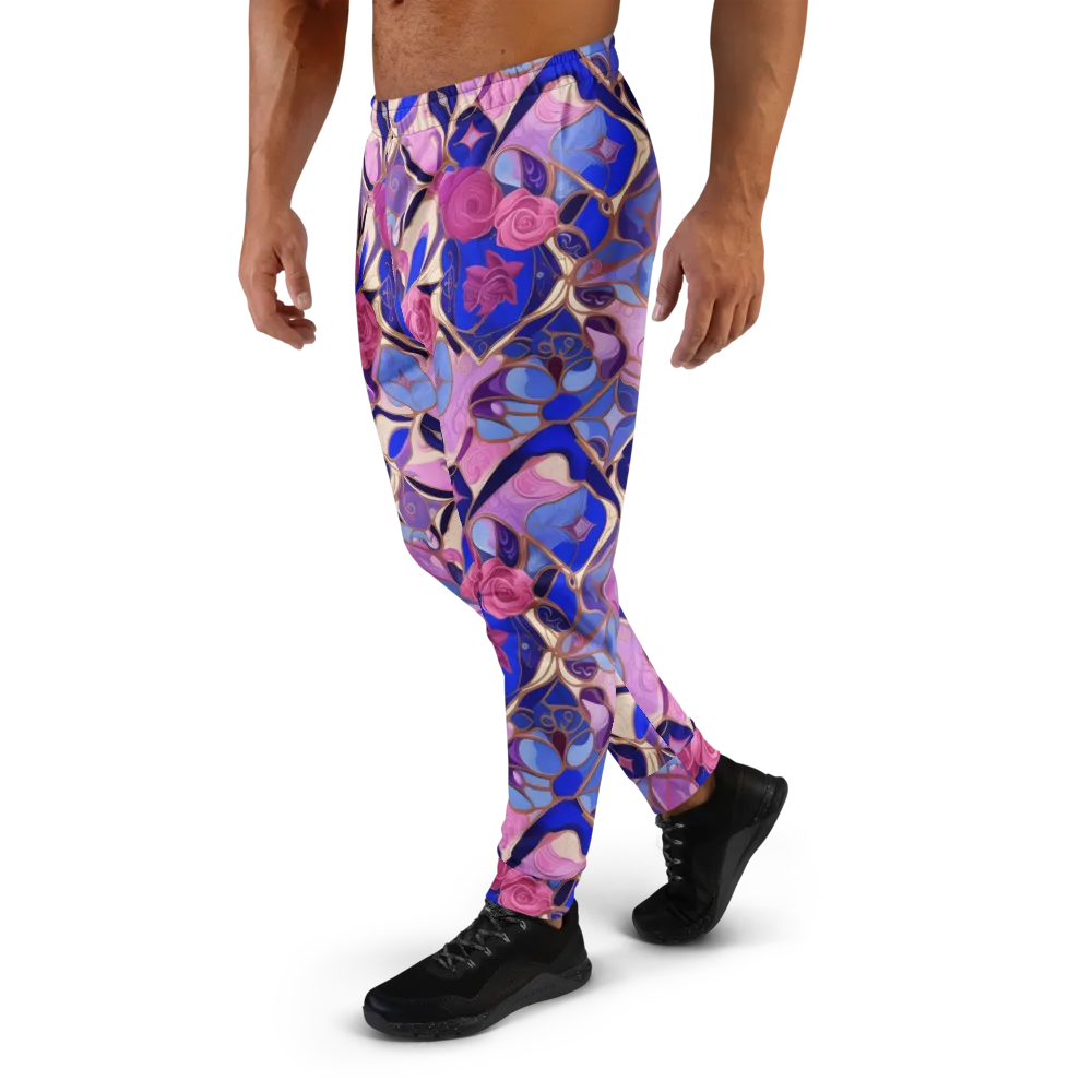 Royal Rose Mosaic on Men's Joggers — Left