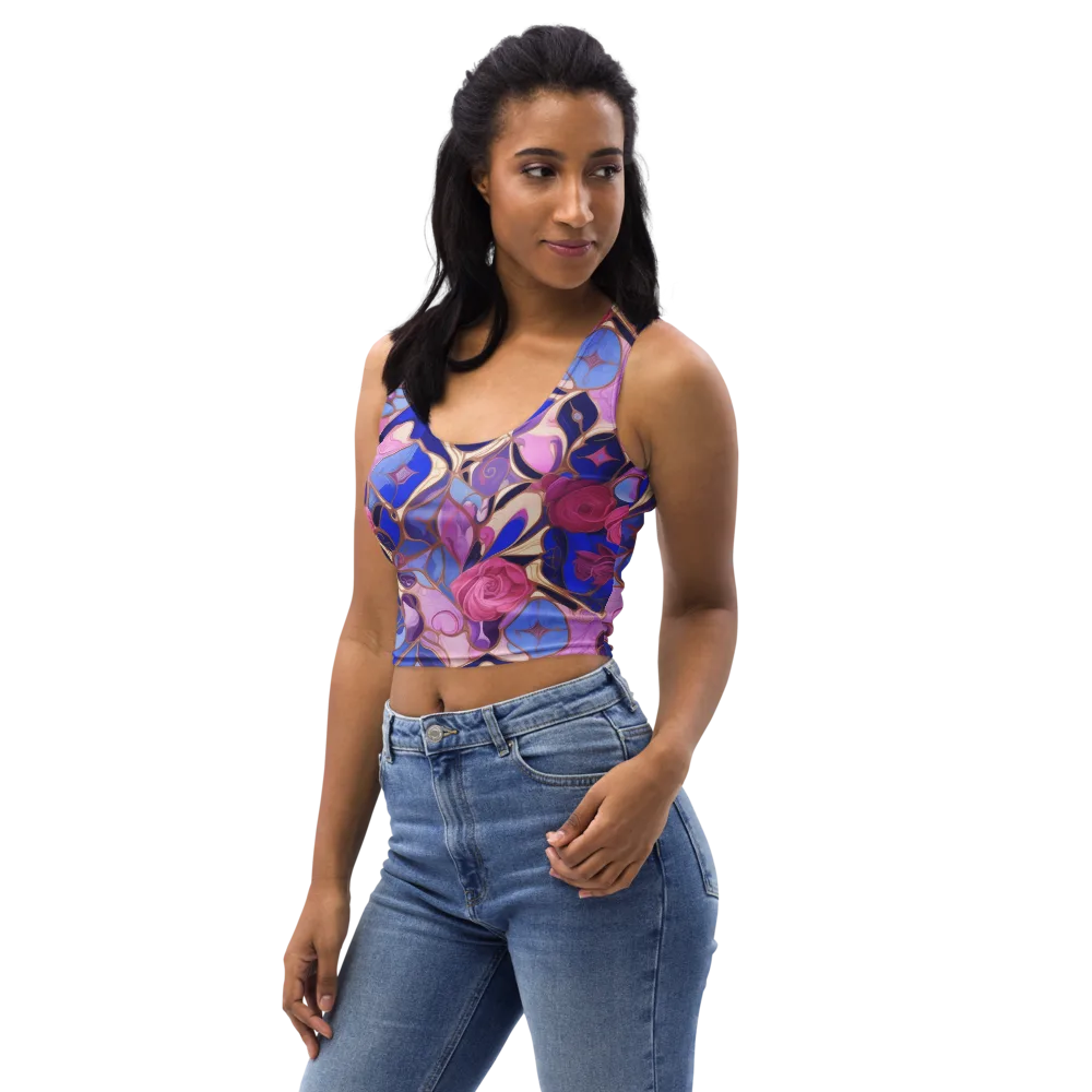 Royal Rose Mosaic on Crop Top — Left Front