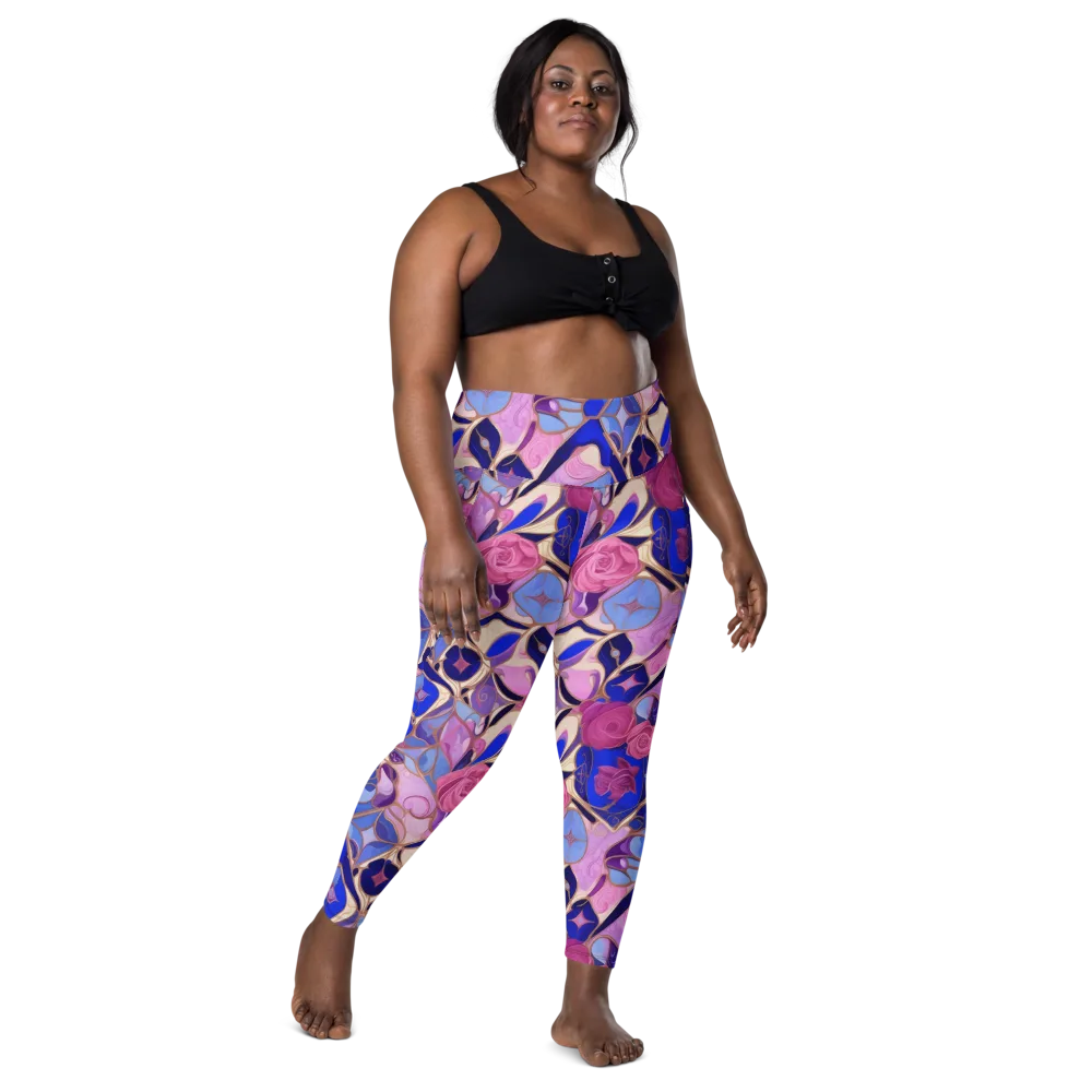 Royal Rose Mosaic on Leggings with Pockets — Front