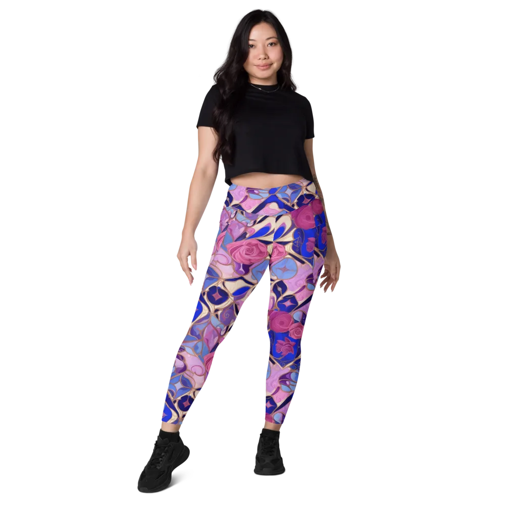 Royal Rose Mosaic on Leggings with Pockets — Front