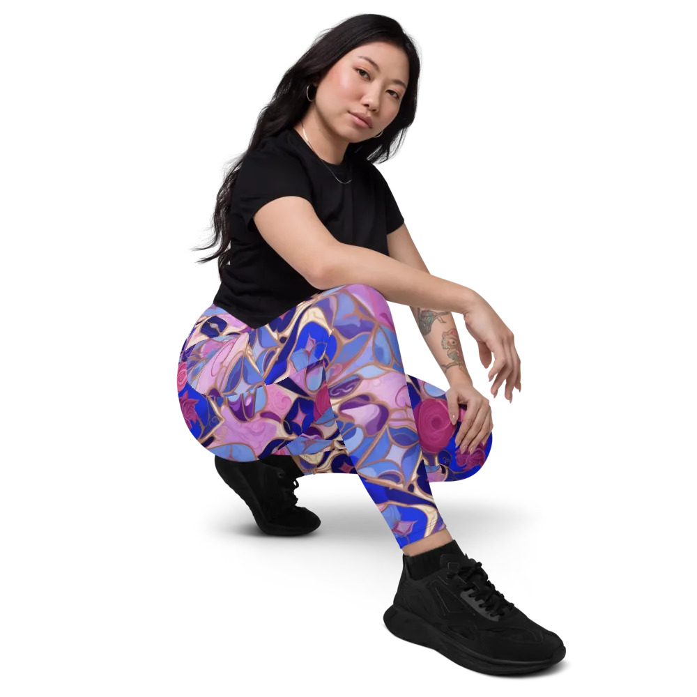 Royal Rose Mosaic on Leggings with Pockets — Right Front