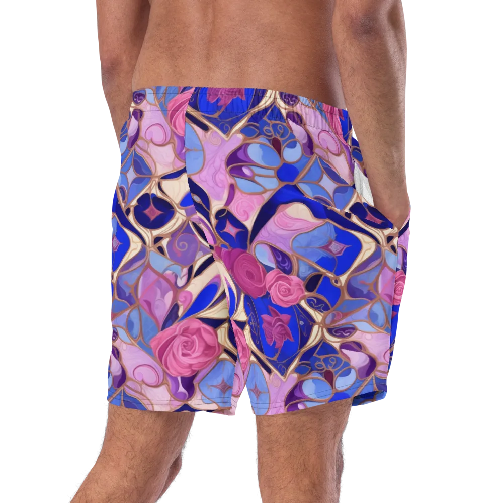 Royal Rose Mosaic on Swim Trunks — Right Back