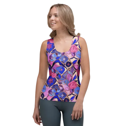 Royal Rose Mosaic on a Women's Tank Top