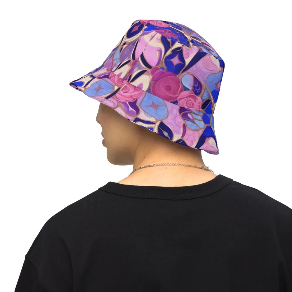 Royal Rose Mosaic on Reversible Bucket Hat — Back Inside