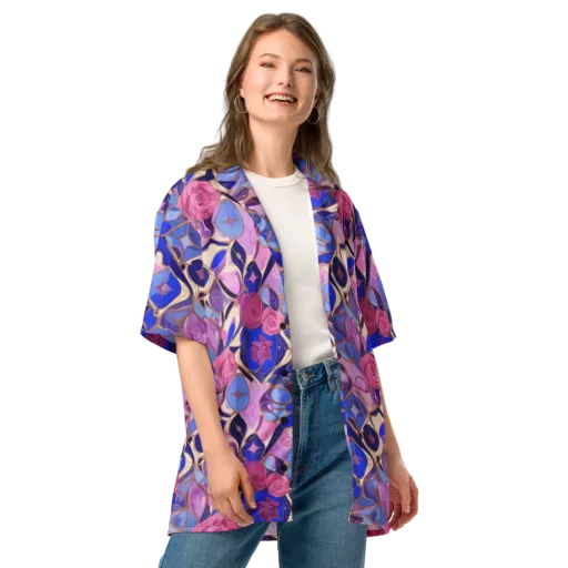 Royal Rose Mosaic on a Button Shirt