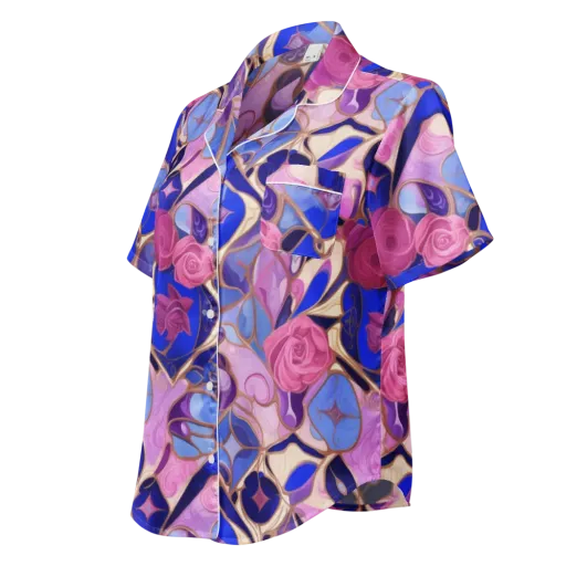 Royal Rose Mosaic on a Women's Short Sleeve Pajama Top