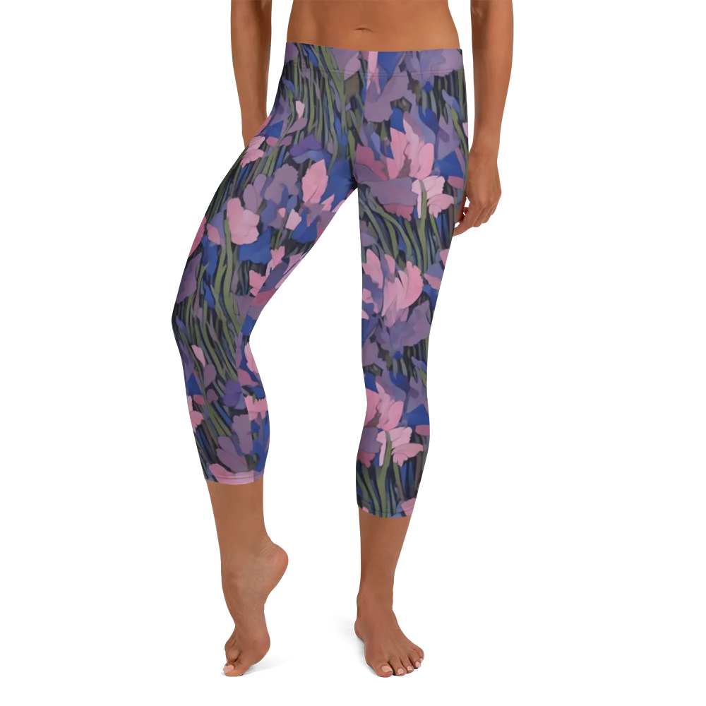 Midnight Iris on Capri Leggings — Front