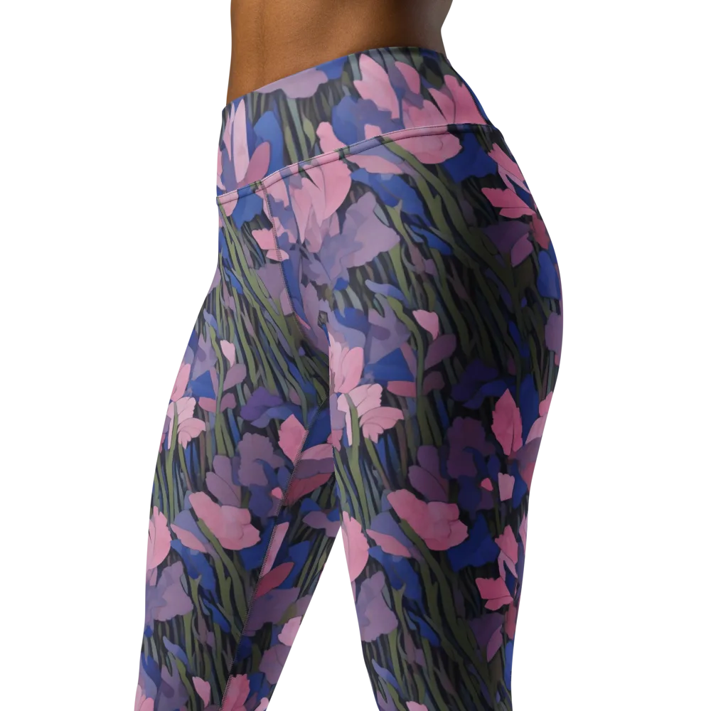 Midnight Iris on Yoga Leggings — Left Front