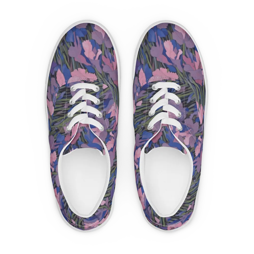 Midnight Iris on Men's Lace-Up Canvas Shoes — Front
