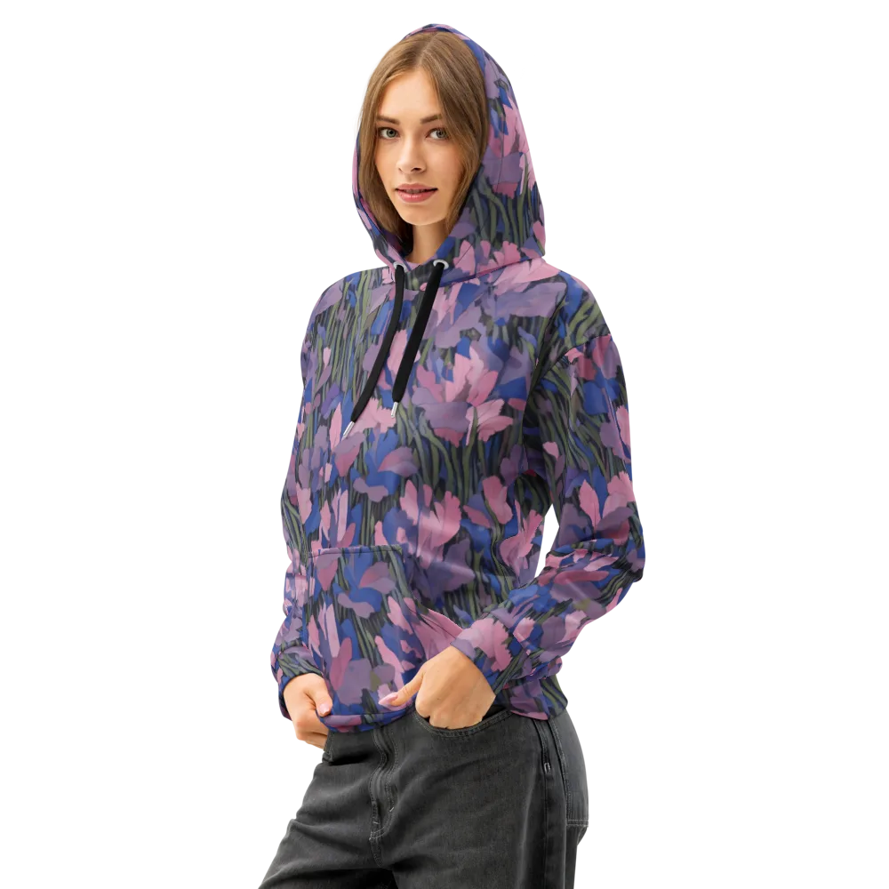 Midnight Iris on Cotton Hoodie — Left Front