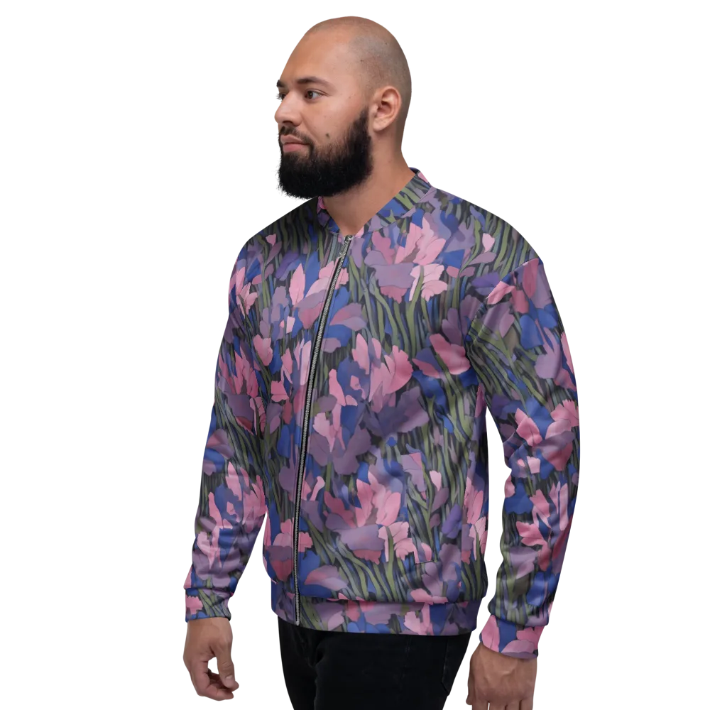 Midnight Iris on Bomber Jacket — Left