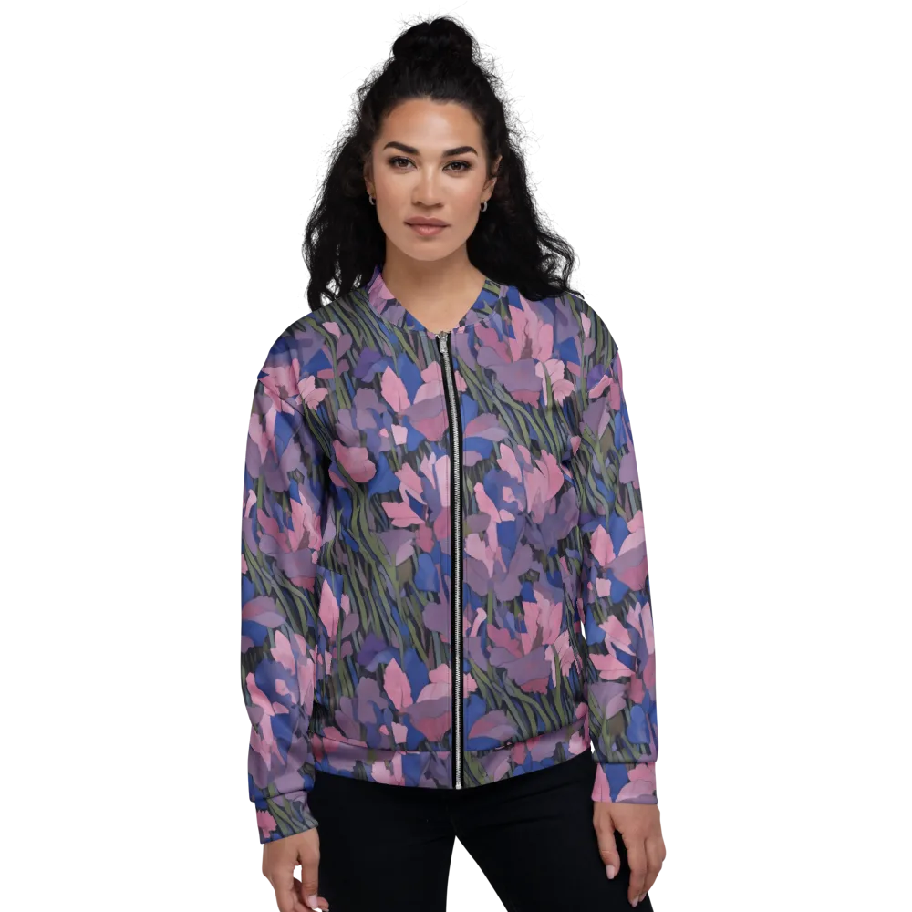 Midnight Iris on Bomber Jacket — Front