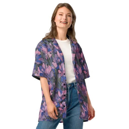 Midnight Iris on a Button Shirt